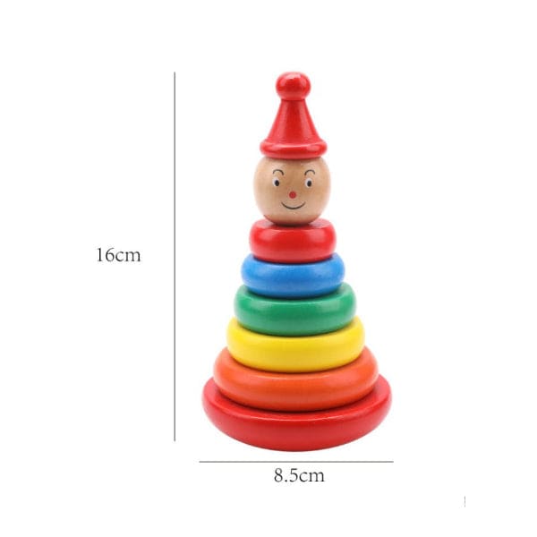 Wooden Rainbow Tower Ring Building Blocks Toy Gifts, Stacking and Sorting Toy for Basic Spatial Awareness Development in Kids (Clown Head) Fatio General Trading