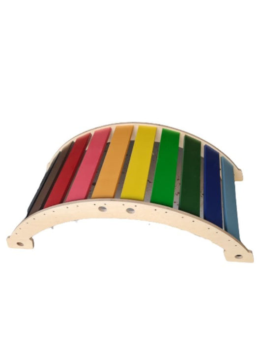 Wooden Ranibow Colored Rocker Balance Board for Kids aged 2 to 9, Wooden Kid's Furniture toy for Active Play Fatio General Trading