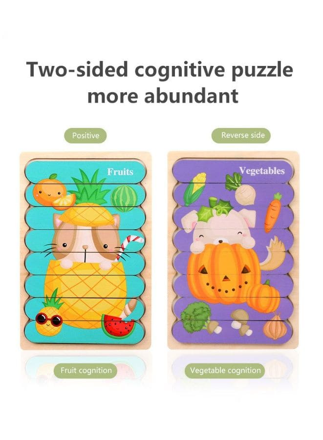 Wooden Toy 3D Double-sided Jigsaw Bar Puzzles Children’s Creative Story Stacking Matching Puzzle Early Educational Toys Fatio General Trading