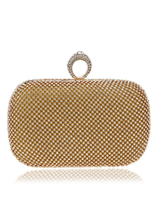 Diamond-Studded Crystal Clutch with Chain for Women's Parties and Weddings