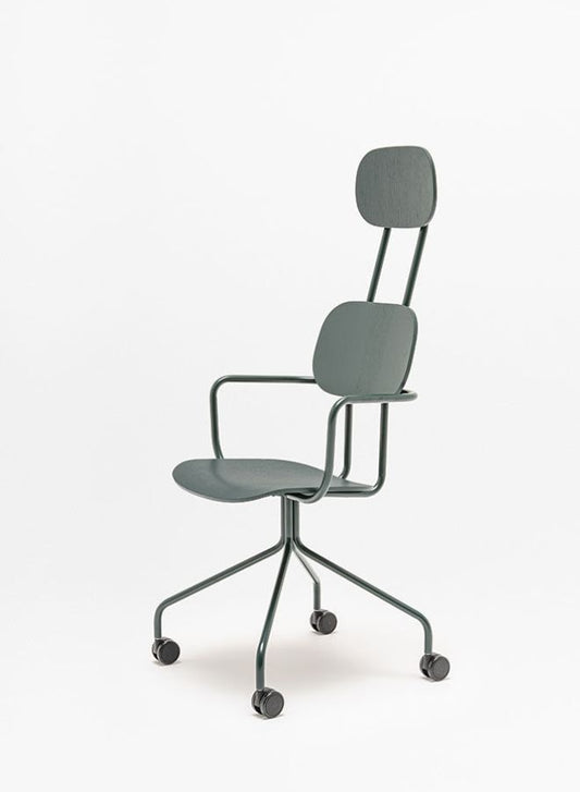 New School Plywood Chair with Headrest and Fixed Base with Castors (Customizable)