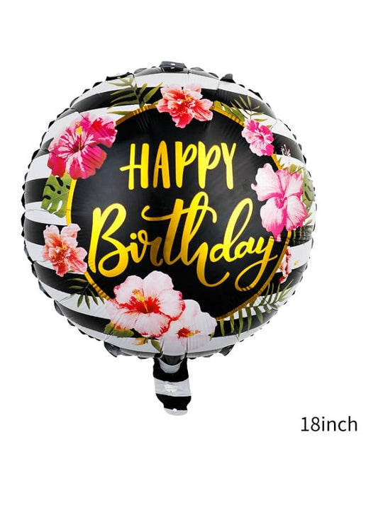 1 pc 18 Inch Birthday Party Balloons Large Size Happy Birthday Flowers Foil Balloon Adult & Kids Party Theme Decorations for Birthday, Anniversary, Baby Shower Fatio General Trading
