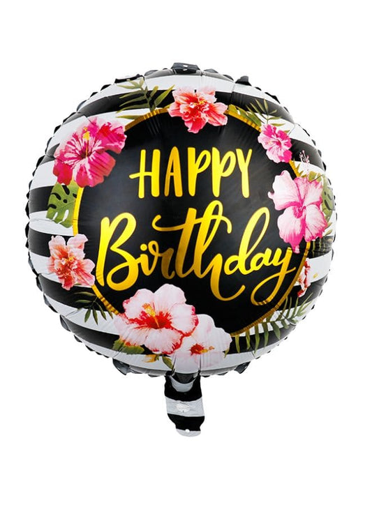 1 pc 18 Inch Birthday Party Balloons Large Size Happy Birthday Flowers Foil Balloon Adult & Kids Party Theme Decorations for Birthday, Anniversary, Baby Shower Fatio General Trading