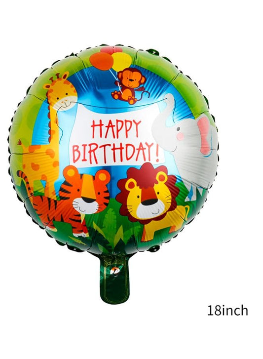 1 pc 18 Inch Birthday Party Balloons Large Size Happy Birthday Jungle Foil Balloon Adult & Kids Party Theme Decorations for Birthday, Anniversary, Baby Shower Fatio General Trading
