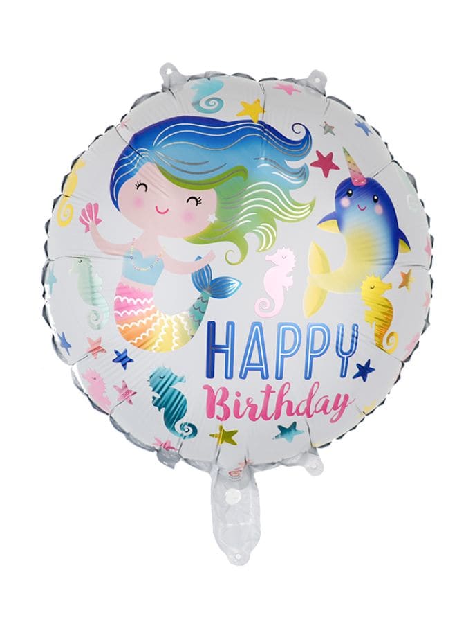 1 pc 18 Inch Birthday Party Balloons Large Size Mermaid Happy Birthday Foil Balloon Adult & Kids Party Theme Decorations for Birthday, Anniversary, Baby Shower Fatio General Trading