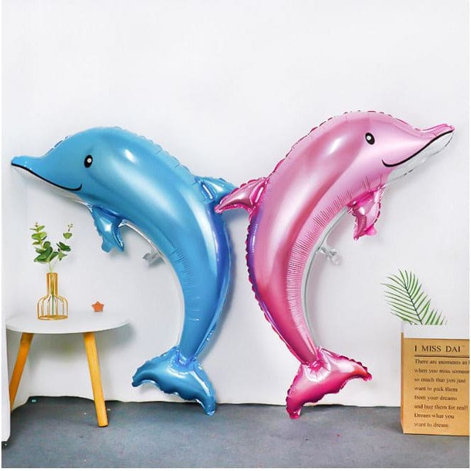 1 pc  Birthday Party Balloons Large Size Dolphin Foil Balloon Adult & Kids Party Theme Decorations for Birthday, Anniversary, Baby Shower, Pink Fatio General Trading
