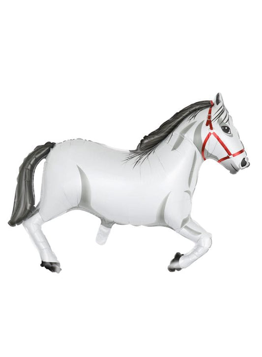 1 pc  Birthday Party Balloons Large Size Horse Foil Balloon Adult & Kids Party Theme Decorations for Birthday, Anniversary, Baby Shower, White Fatio General Trading