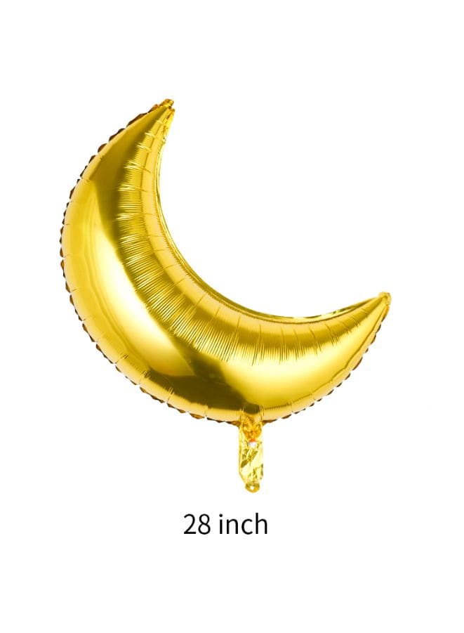 2 pc 28 Inch Birthday Party Balloons Large Size Moon Foil Balloon Adult & Kids Party Theme Decorations for Birthday, Anniversary, Baby Shower, Gold - Fatio General Trading