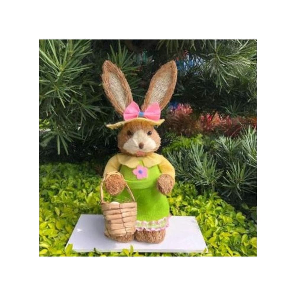 2 Pcs 35cm Handmade Straw Rabbit Straw Bunny for Easter Day Artificial Animal Home Furnishing Shop Decoration, Combo 2 - Fatio General Trading