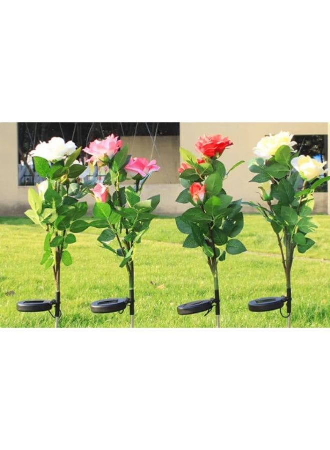 2 Pcs Beautiful Romantic Waterproof Solar Powered 3 LED Simulation Rose Flower Light Lamp Landscape Lighting With Stake For Outdoor Garden Yard Lawn Path Balcony Party Decoration, Pink - Fatio General Trading