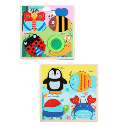 2 Pcs Big size Wooden Puzzles for Toddlers Baby Wood Animal Toys for Kids Jigsaw Puzzle Learning Educational Toys for Toddlers, Animals - Fatio General Trading