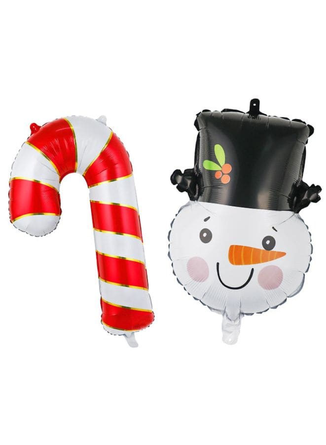 2 pcs Christmas Decoration Foil Balloon Party Supplies for parties, celebrations, and decorating (Candy Cane & Snowman) - Fatio General Trading