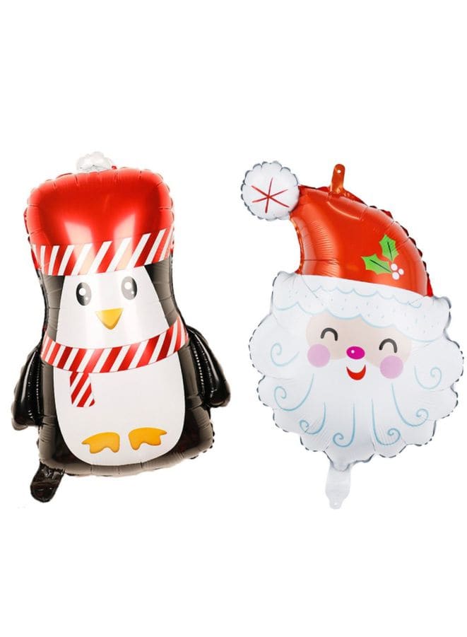 2 pcs Christmas Decoration Foil Balloon Party Supplies for parties, celebrations, and decorating (Penguin & Santa) - Fatio General Trading