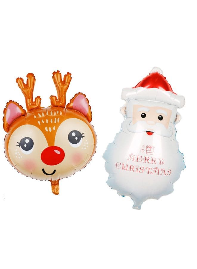2 pcs Christmas Decoration Foil Balloon Party Supplies for parties, celebrations, and decorating (Reindeer & Santa) - Fatio General Trading