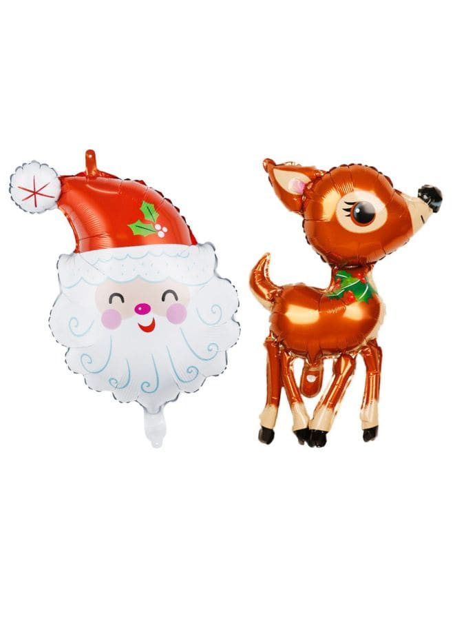 2 pcs Christmas Decoration Foil Balloon Party Supplies for parties, celebrations, and decorating (Santa & Deer) - Fatio General Trading