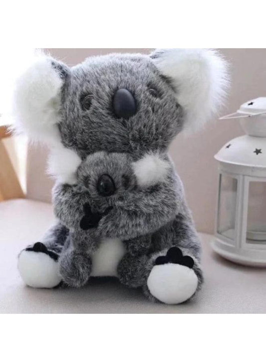 2 pcs Lovely Cotton made Koala Plush Toys Koala Bear Mother and Child Stuffed Soft Doll Kids Lovely Gift Toys 28cm, gray - Fatio General Trading