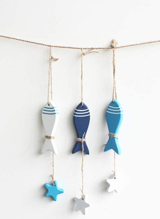 3 Pieces Wooden Fish Wooden Fish Mediterranean Maritime Wall Decoration - Fatio General Trading