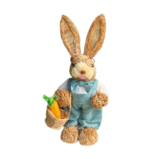 35cm Handmade Straw Rabbit Straw Bunny for Easter Day Artificial Animal Home Furnishing Shop Decoration, Bunny 1 - Fatio General Trading