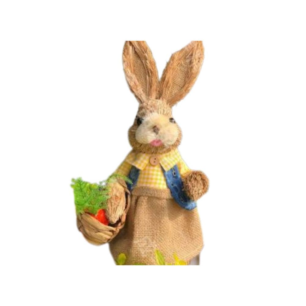 35cm Handmade Straw Rabbit Straw Bunny for Easter Day Artificial Animal Home Furnishing Shop Decoration, Bunny 2 - Fatio General Trading