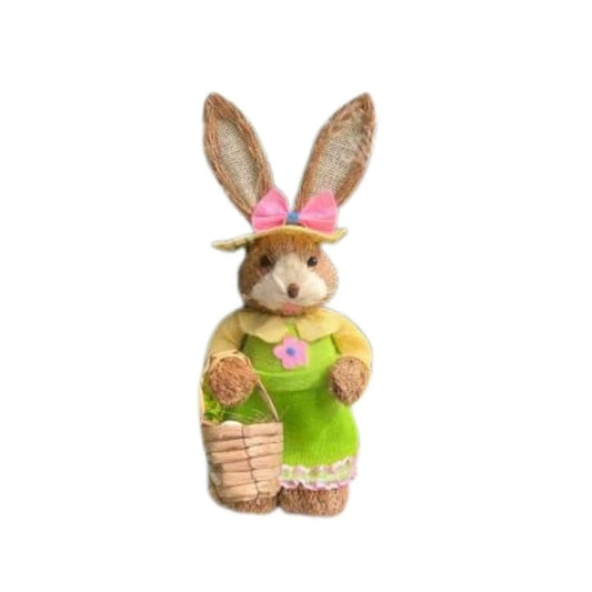 35cm Handmade Straw Rabbit Straw Bunny for Easter Day Artificial Animal Home Furnishing Shop Decoration, Bunny 8 - Fatio General Trading
