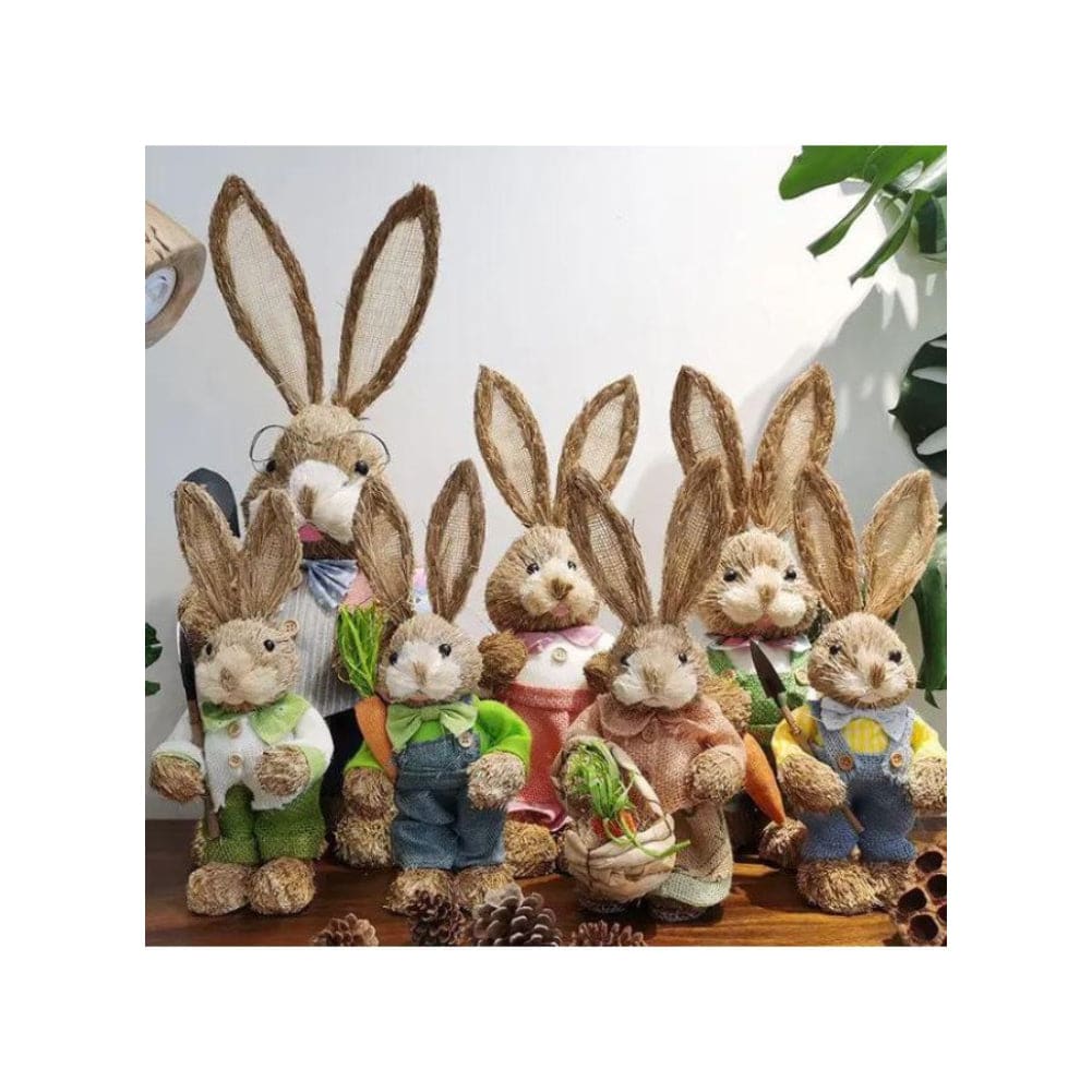 35cm Handmade Straw Rabbit Straw Bunny for Easter Day Artificial Animal Home Furnishing Shop Decoration, Bunny 9 - Fatio General Trading