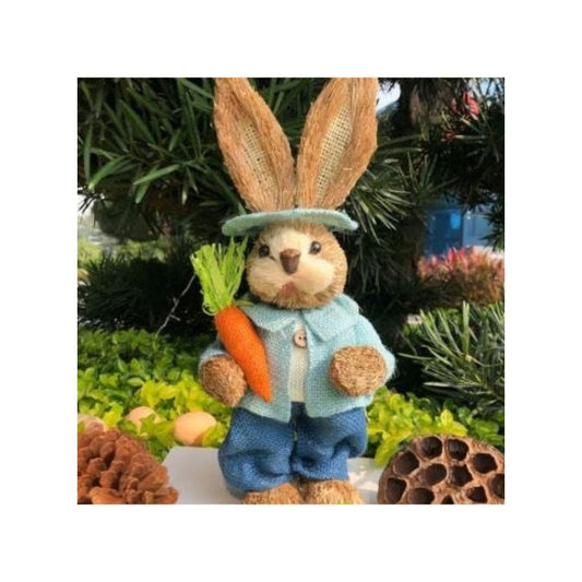 35cm Handmade Straw Rabbit Straw Bunny for Easter Day Artificial Animal Home Furnishing Shop Decoration, Bunny 9 - Fatio General Trading