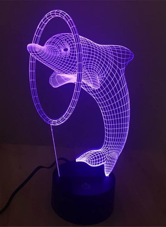 3D Dolphin Shape Night Light Touch Table Desk Optical Illusion Lamps 7 Color Changing Lights Home Decoration Xmas Birthday Gift - Fatio General Trading
