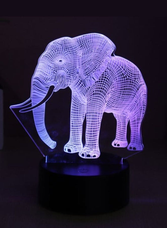 3D Elephant Shape Night Light Touch Table Desk Optical Illusion Lamps 7 Color Changing Lights Home Decoration Xmas Birthday Gift - Fatio General Trading