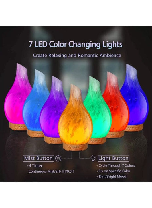 3D Glass Aromatherapy Diffuser: Tranquil Comfort and Mesmerizing Ambiance with 7 Color Lights, 120ml - Fatio General Trading