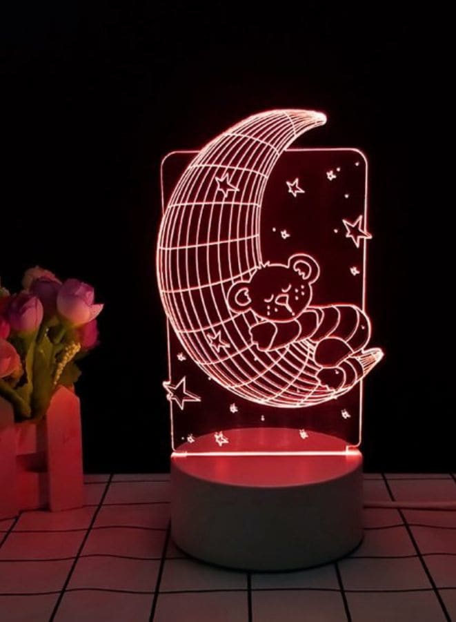 3D Moon Shape Night Light Touch Table Desk Optical Illusion Lamps 7 Color Changing Lights Home Decoration Xmas Birthday Gift - Fatio General Trading