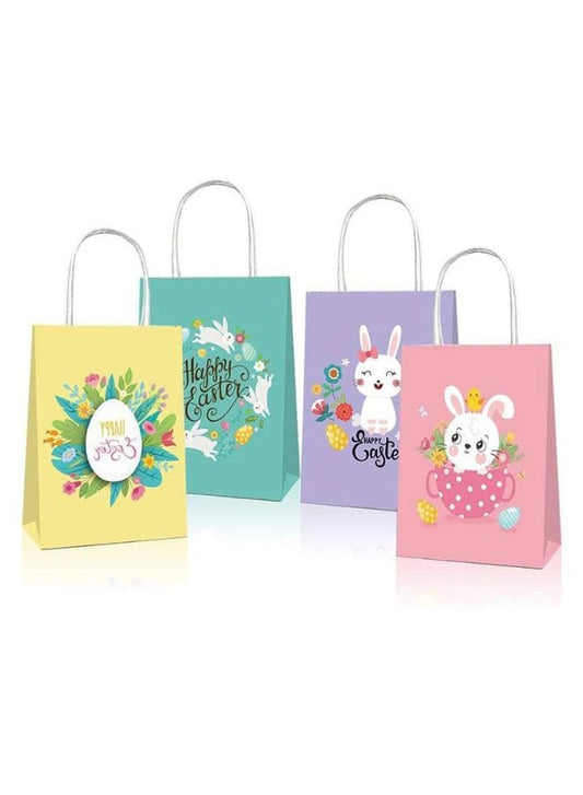 4 PCS Easter Bunny Gift Bags, Easter Party Favor Bags with Handles, Happy Easter Easter Gift Bags for Kids, Party Supplies Favors, Gift Wrapping - Fatio General Trading