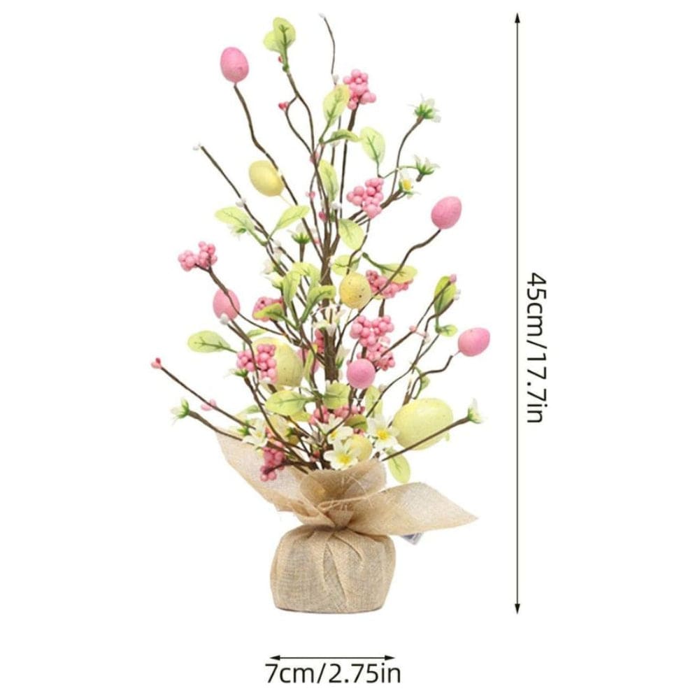 45cm Easter Tree with LED Light, Artificial Egg Tree Easter Decoration, Battery Operated Table Centerpiece for Home Wedding Party, Pink - Fatio General Trading