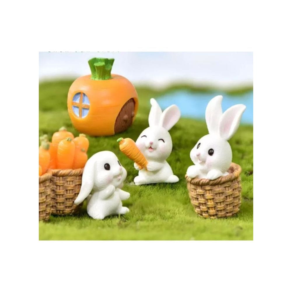 5 Pieces Easter Miniature Mini Rabbit Figures Rabbit Animal Figures Toy Cake Topper Play Set for Aquarium Fairy Garden Dollhouse Planter Decor - Fatio General Trading