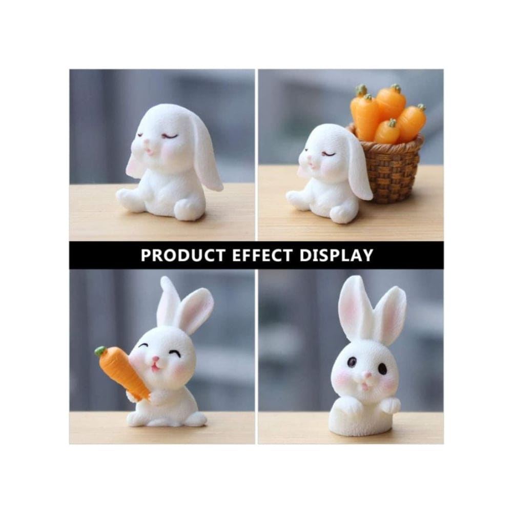 5 Pieces Easter Miniature Mini Rabbit Figures Rabbit Animal Figures Toy Cake Topper Play Set for Aquarium Fairy Garden Dollhouse Planter Decor - Fatio General Trading