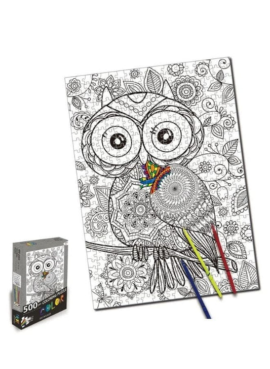 500 pieces DIY doodle drawing toys color painting wholesale blank jigsaw puzzle with 6 Color Pens - Fatio General Trading