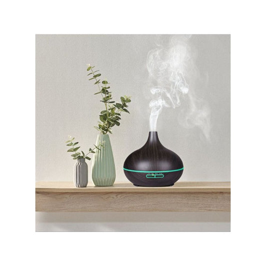 500ml Ultrasonic Air Humidifier Home Remote Control Essential Oil Humidifier Portable Seven Color Led Night Light Music Diffuser, Black - Fatio General Trading