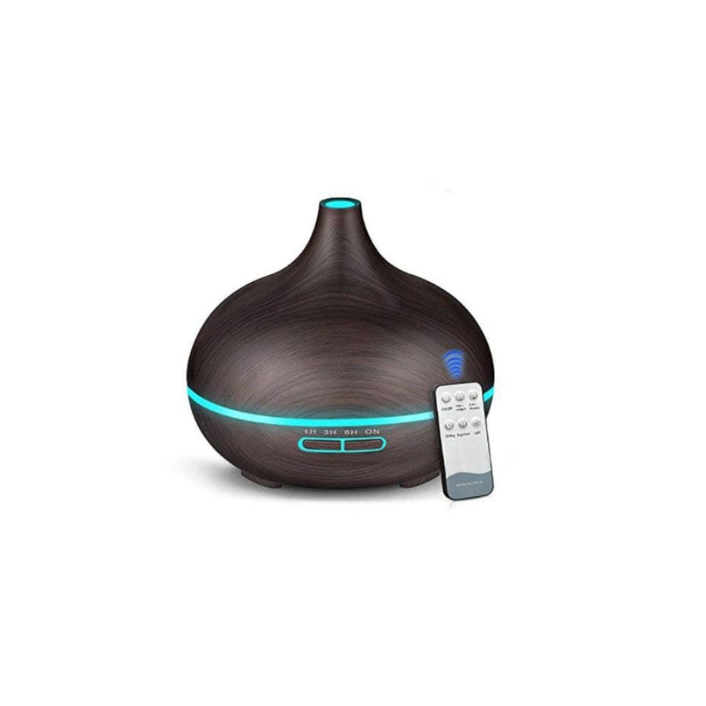 500ml Ultrasonic Air Humidifier Home Remote Control Essential Oil Humidifier Portable Seven Color Led Night Light Music Diffuser, Black - Fatio General Trading