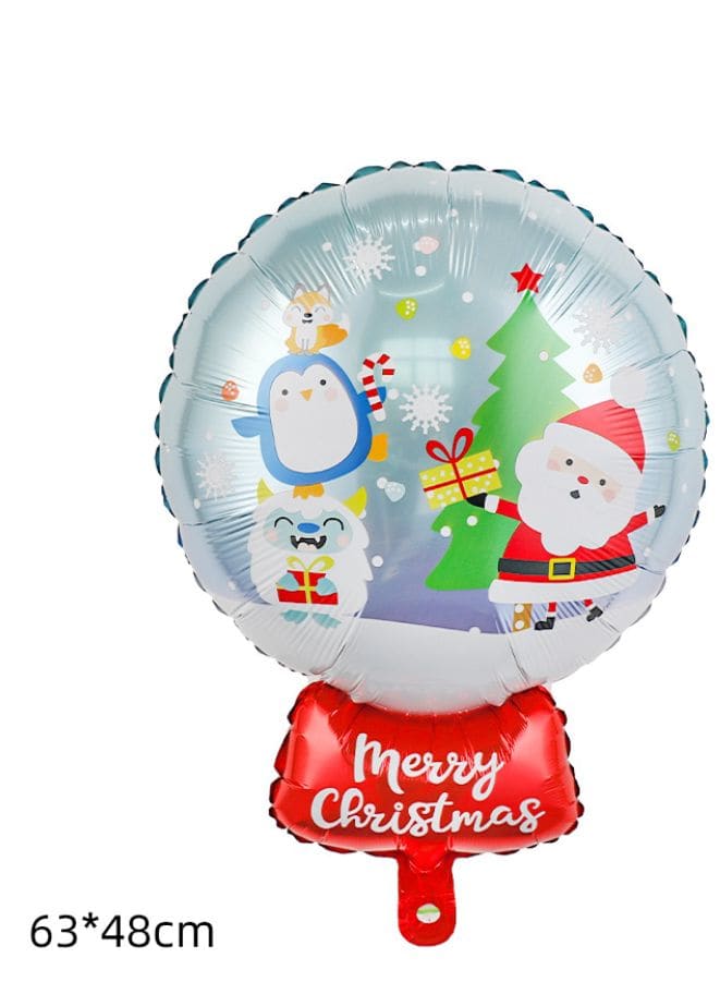 5pcs Christmas Foil Balloons include 1 x Santa Claus, 1 x Candy Cane, 1 x Snowman, 1 x Snowflake, 1 x Round Happy Holidays Giant Balloon Decoration Party Supplies - Fatio General Trading