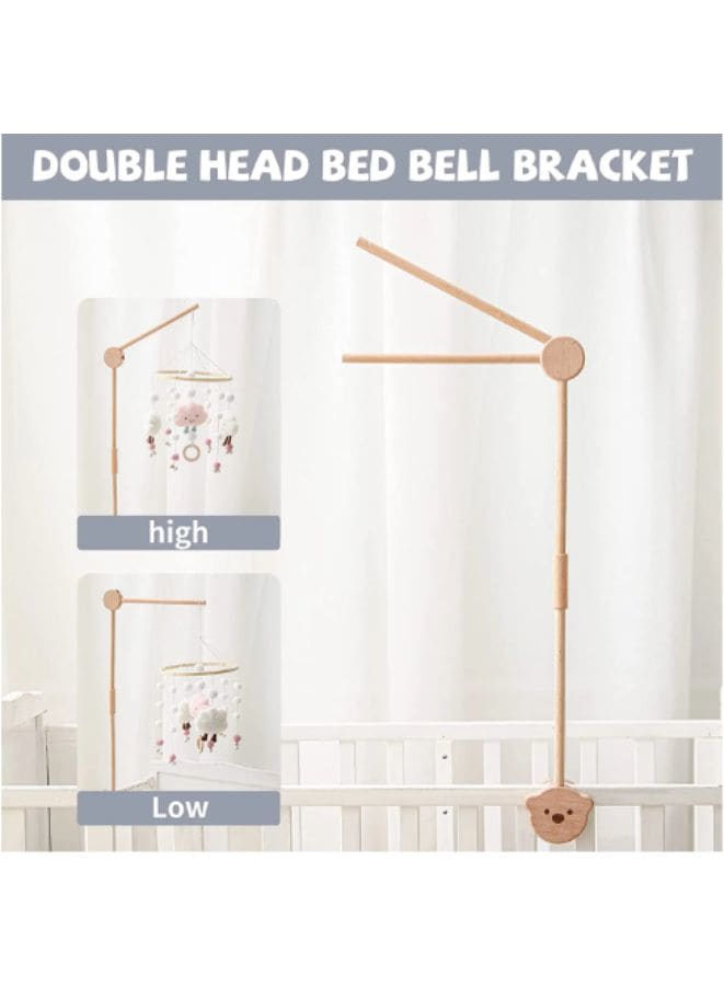 85.5 CM Wooden Baby Bed Musical Mobile Crib Arm with Music Box Baby Mobile Holder for Nursery Decor, Infant Bed Mobile Arm Holder - Fatio General Trading