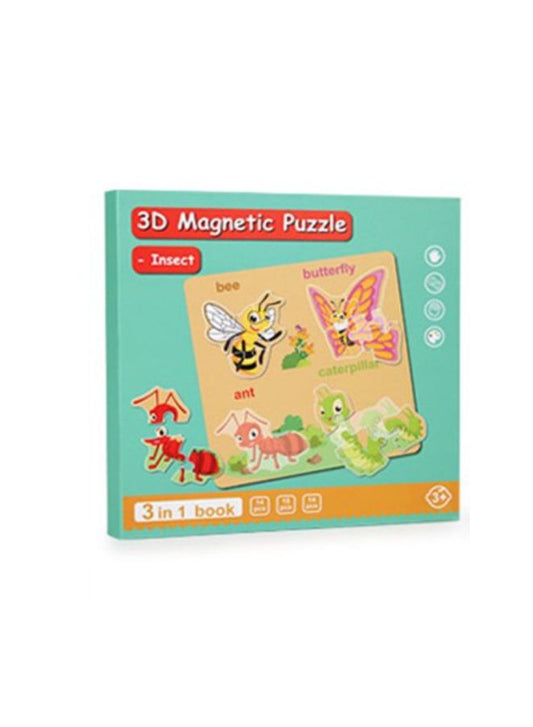 Montessori Magnetic Cardboard Puzzle Book Toys Durable Reusable Paper Puzzles for Visual Cognitive Training Insect Fatio General Trading