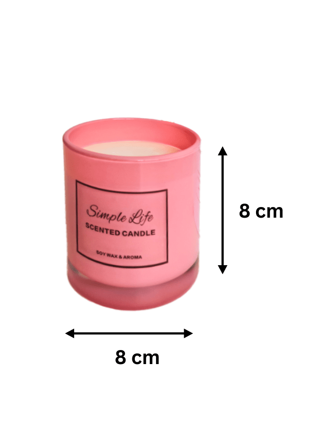Pretty in Pink: Delicate Glass Jar Pink Rose Scented Candle - Romantic Floral Elegance - Long-lasting Fragrance - Up to 45 Hours of Enchanting Burn Time