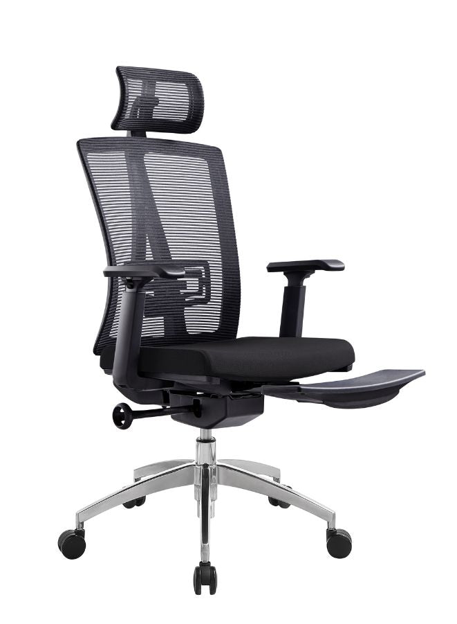 Black Office chair with footrest