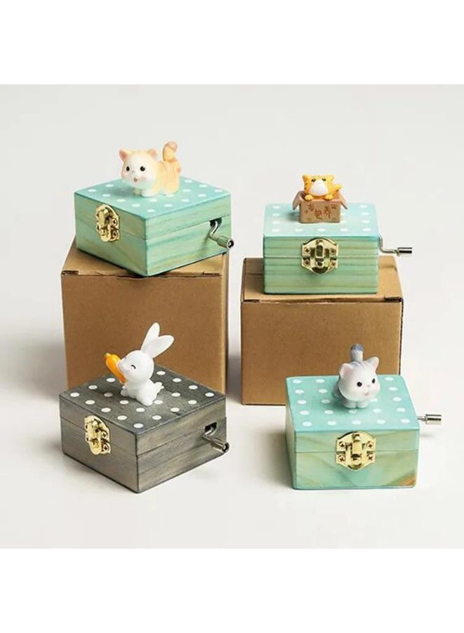 Cute animal hand crank music box wooden crafts ornaments music box, Mini Gift Wrapped Wooden Hand Crank Music Box with Lovely Pet, Cat 2 Fatio General Trading