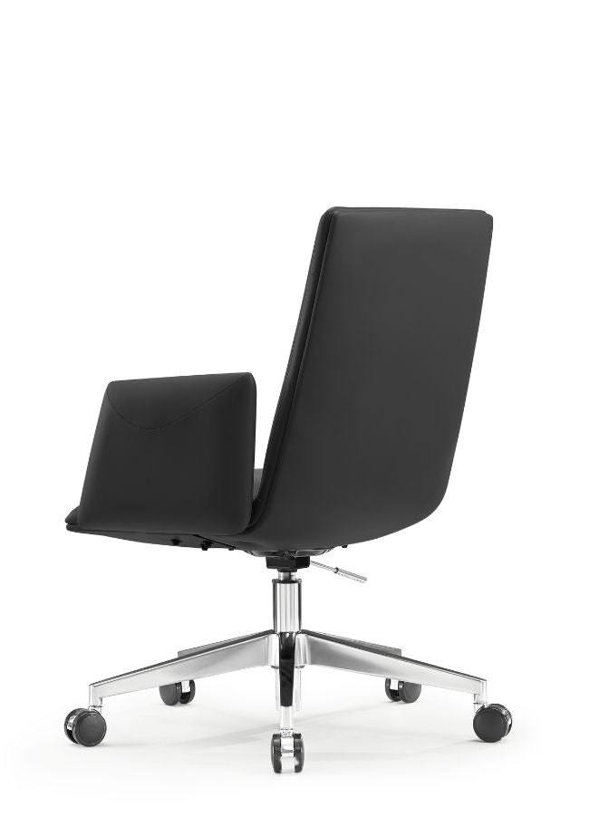 Black leather chair without headrest