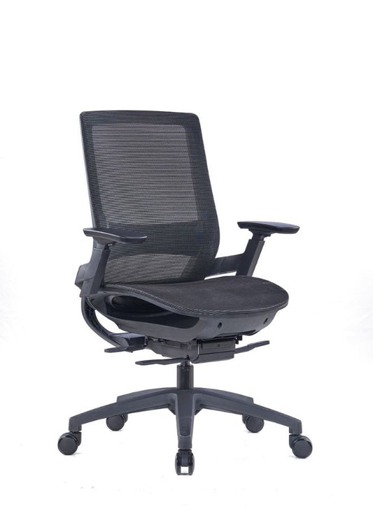 Sleek Black Mesh Office Chair with Adjustable 3D Armrests and Four-Position Locking for Home/Office