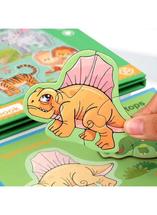 Montessori Magnetic Cardboard Puzzle Book Toys Durable Reusable Paper Puzzles for Visual Cognitive Training Dinosaur Fatio General Trading