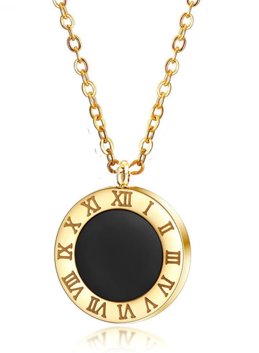 Dual sided Good Luck ith Roman Numerals for Ladies | Spinning Pendant Necklace for Women