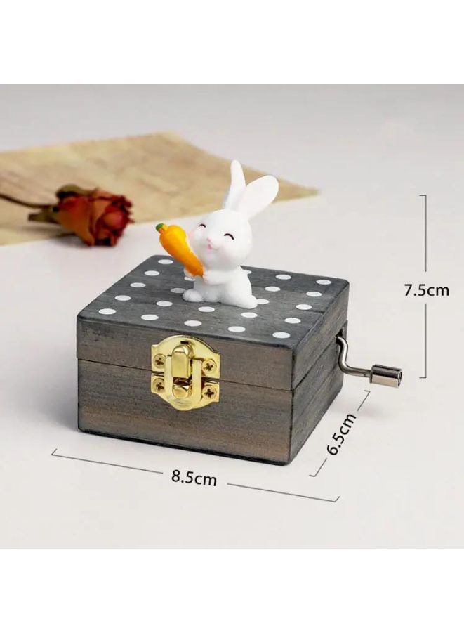 Cute animal hand crank music box wooden crafts ornaments music box, Mini Gift Wrapped Wooden Hand Crank Music Box with Lovely Pet, Rabbit Fatio General Trading