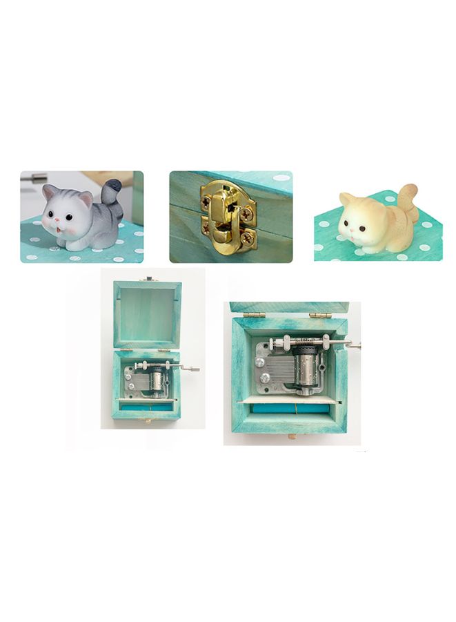 Cute animal hand crank music box wooden crafts ornaments music box, Mini Gift Wrapped Wooden Hand Crank Music Box with Lovely Pet, Grey Dog Fatio General Trading
