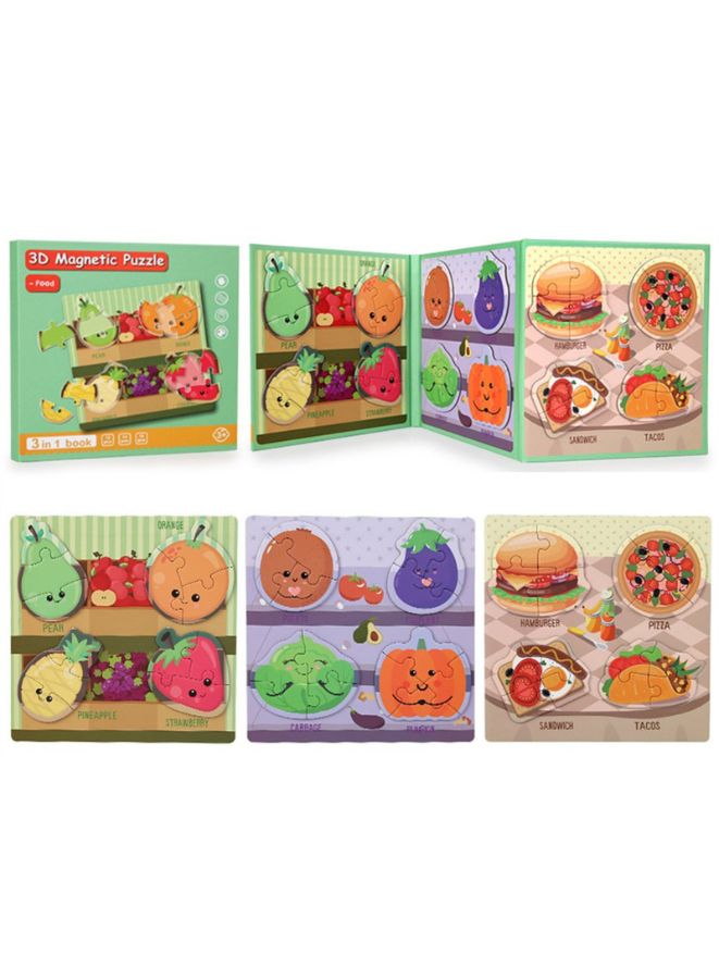 Montessori Magnetic Cardboard Puzzle Book Toys Durable Reusable Paper Puzzles for Visual Cognitive Training Food Fatio General Trading